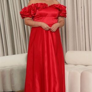 Fashion Nova Red Off-Shoulder Maxi Dress